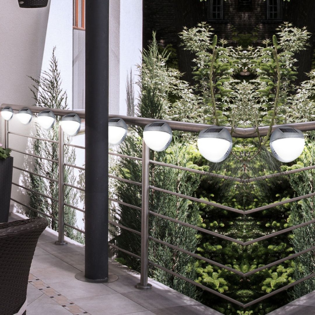 Solar Zaunleuchten LED Set mit 6 Stück Wasserdicht Kunststoff