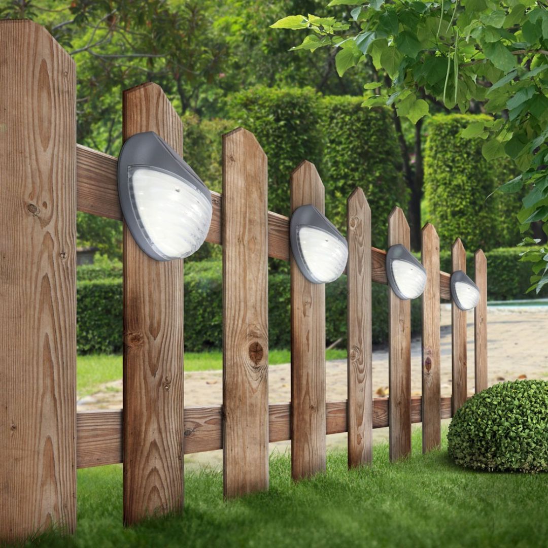 Solar Zaunleuchten LED Set mit 6 Stück Wasserdicht Kunststoff