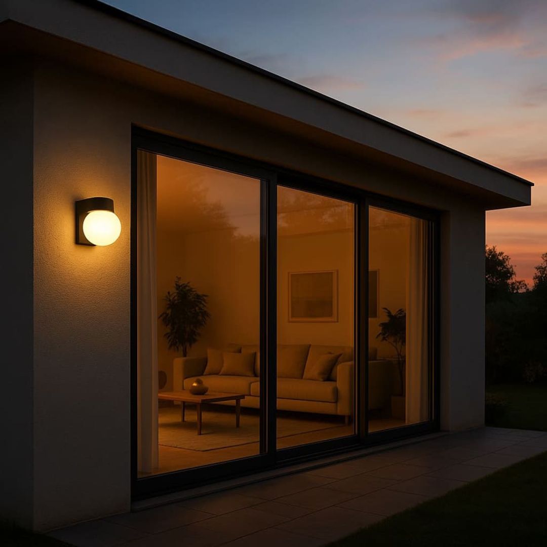 Elegante Außenbeleuchtung IP65 mit Rundem Diffusor – Schwarz für Außenbereiche
