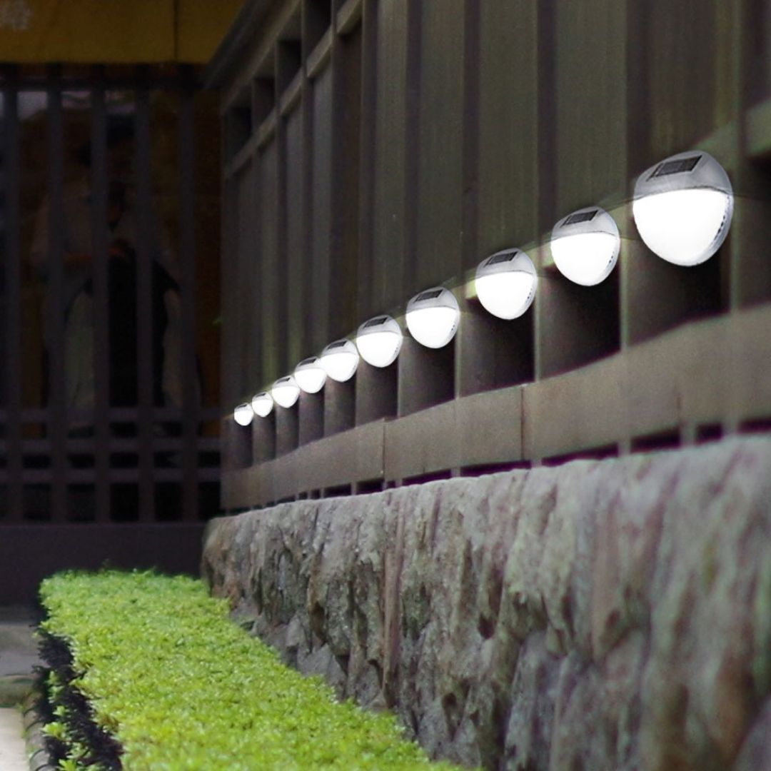 Solar Zaunleuchten LED Set mit 6 Stück Wasserdicht Kunststoff