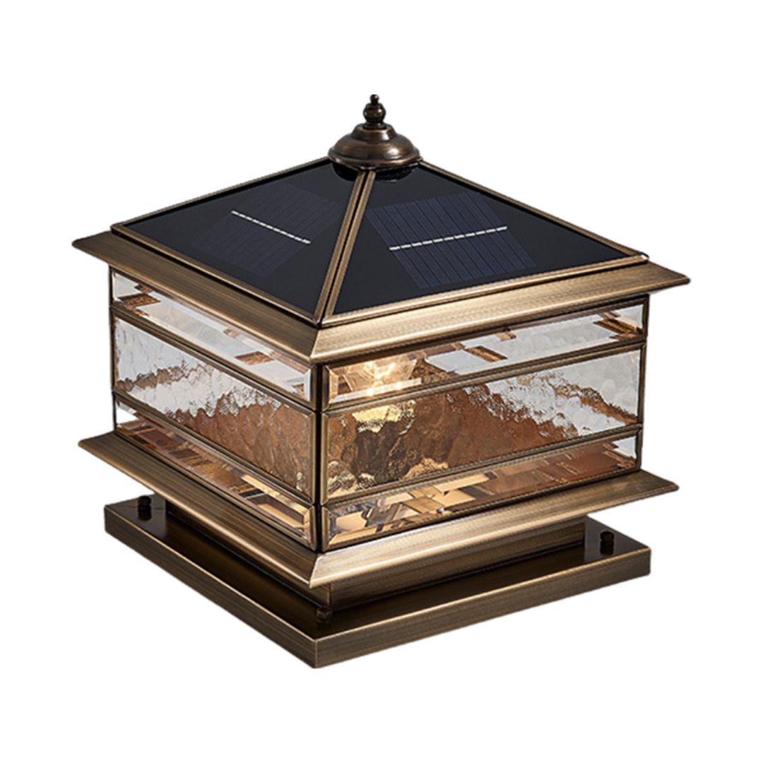 Elegante Außenlaterne aus Kupfer mit Tempered Glass – Solar & Hardwired