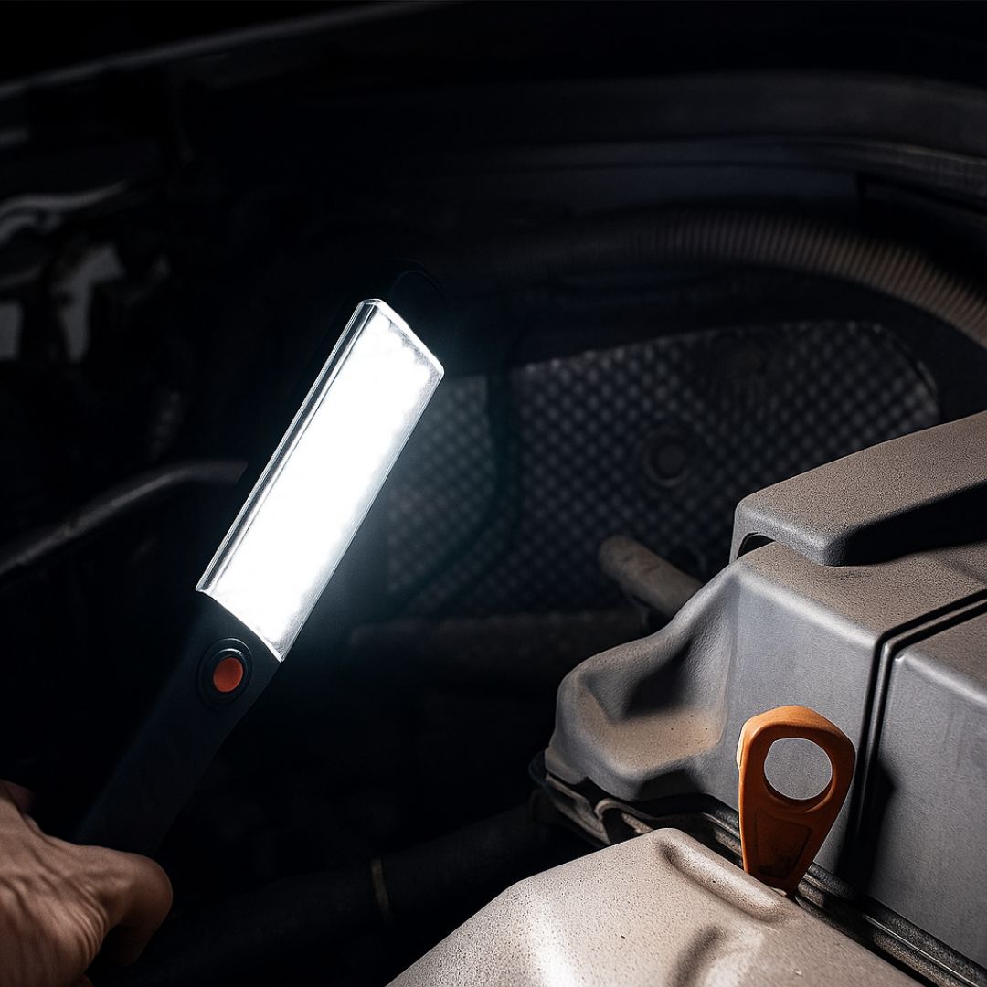 LED Arbeitslampe mit USB-Ladung, Dimmer und Magnet – Tragbare Arbeitsleuchte für Werkstatt
