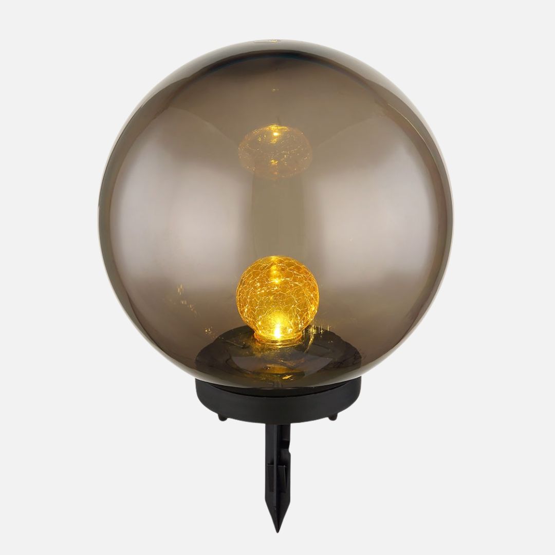 LED Solar Gartenlampe Kugel Crackle Glas Schwarz IP44