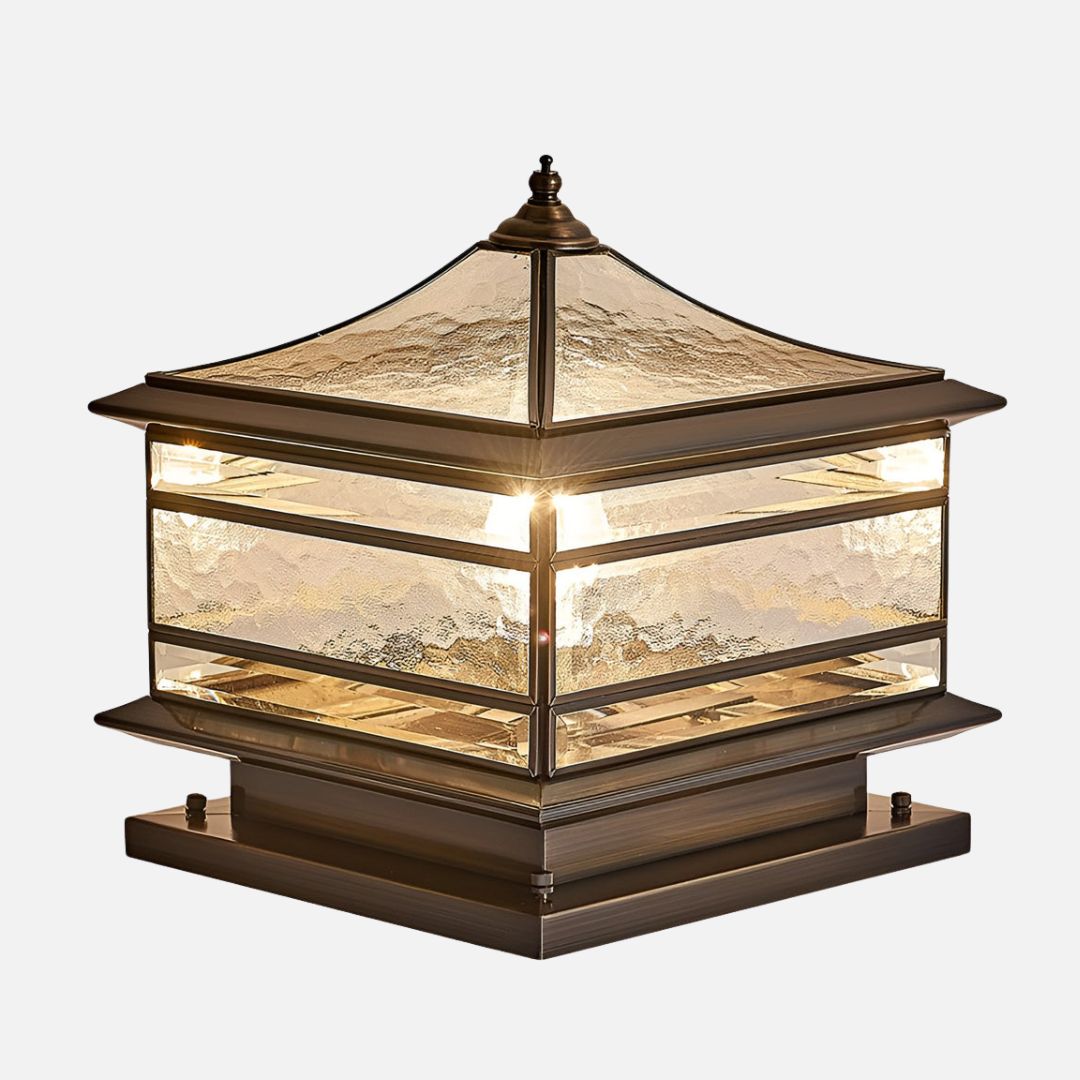 Elegante Außenlaterne aus Kupfer mit Tempered Glass – Solar & Hardwired