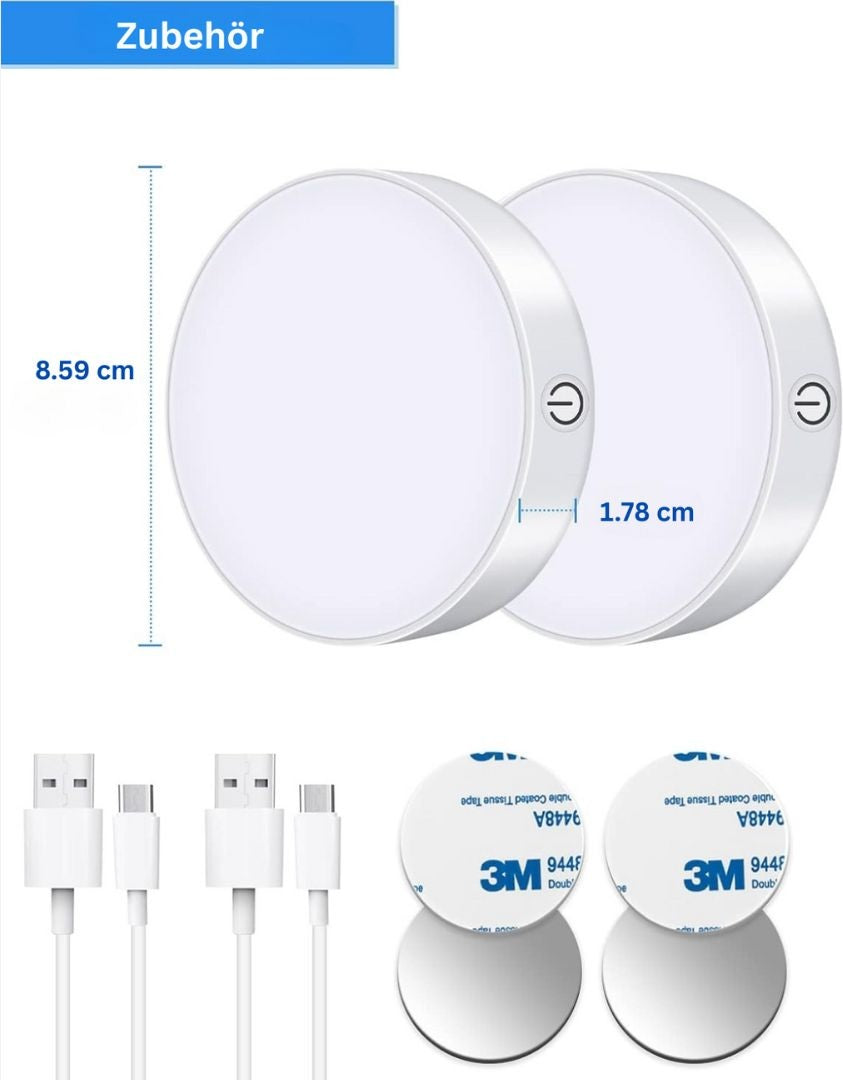 Wiederaufladbares LED-Touch-Licht 3000K/6000K Dimmbar (2er-Pack)