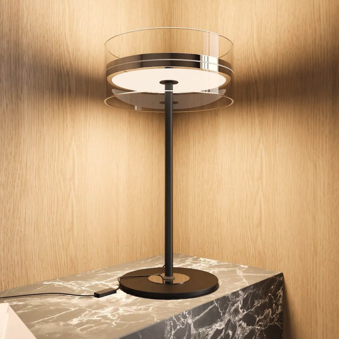 Elegante Tischlampe aus Glas und Metall mit Dimmfunktion – LED Nachttischlampe 2700K
