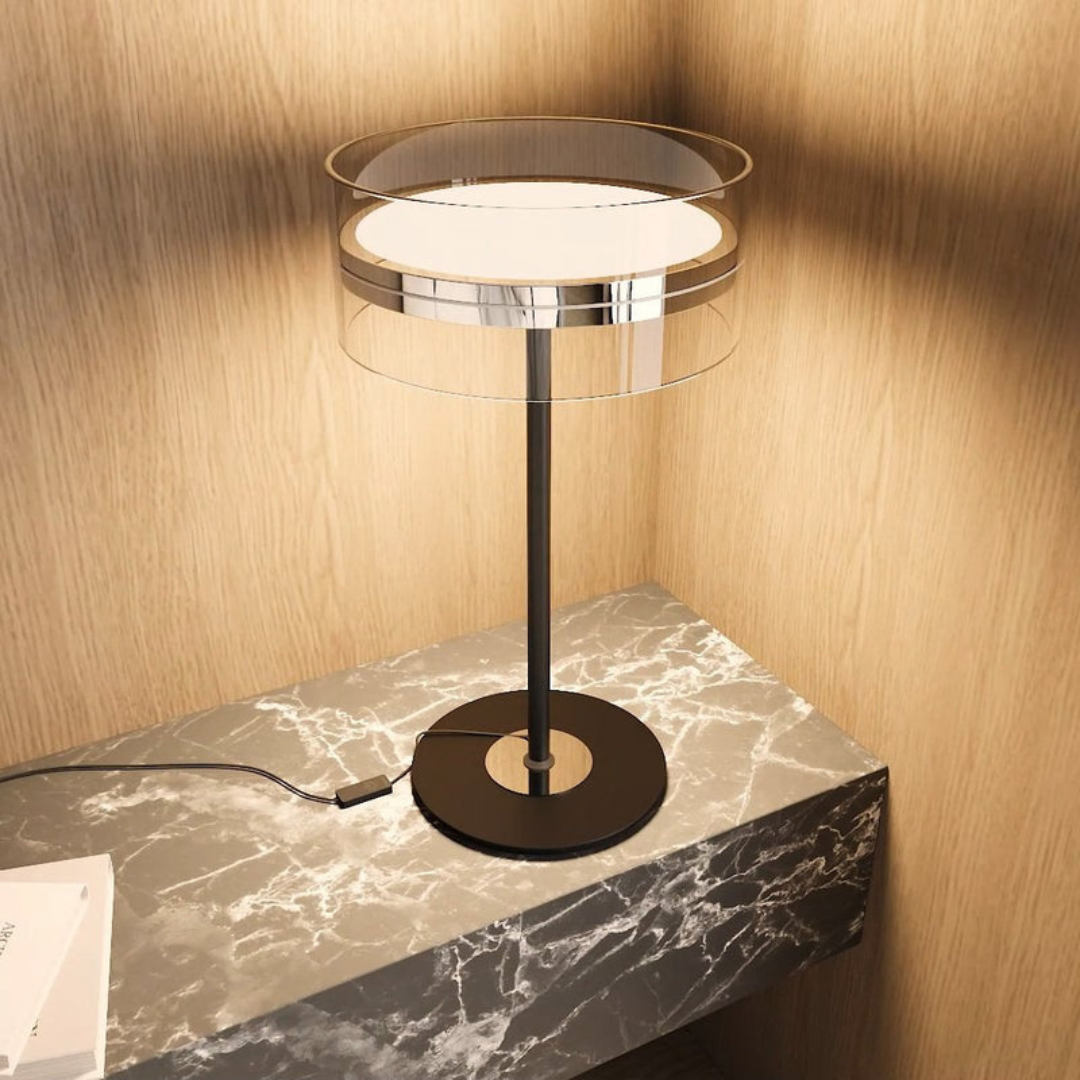 Elegante Tischlampe aus Glas und Metall mit Dimmfunktion – LED Nachttischlampe 2700K