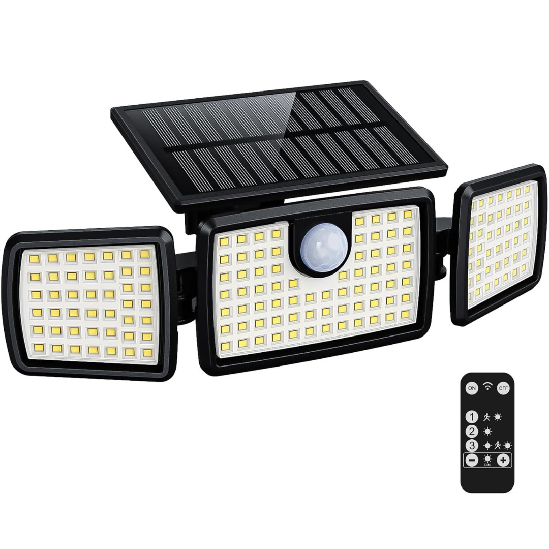 Solar-Deckleuchten außen, 232 LEDs, Bewegungsmelder & Fernbedienung