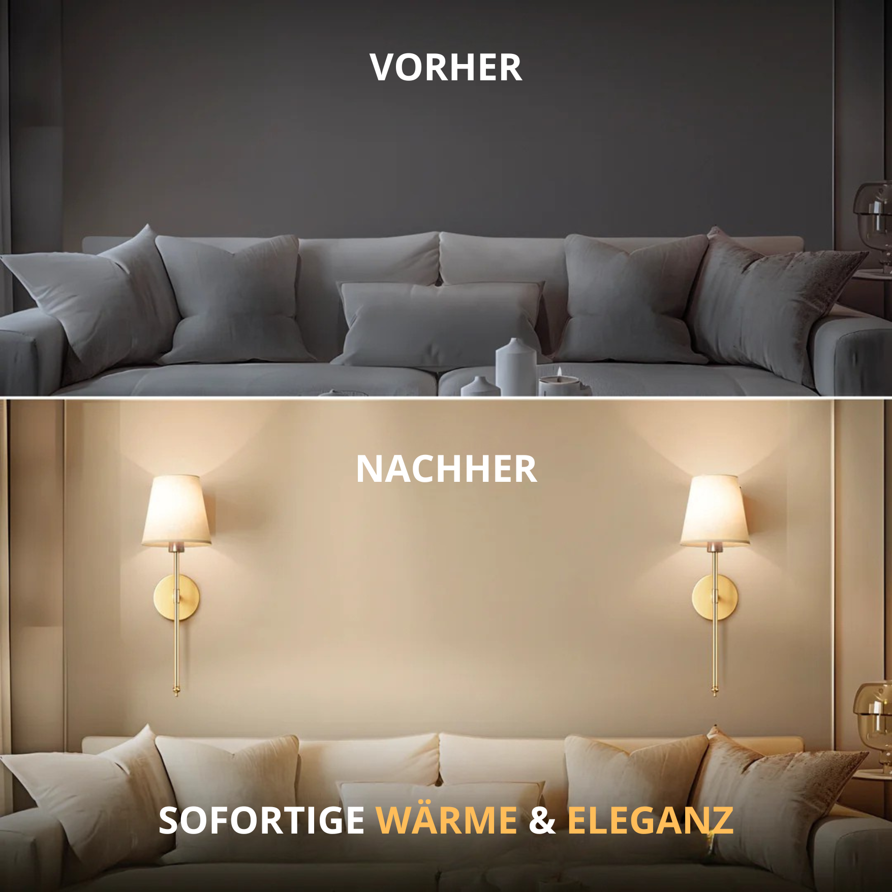 Kabellose LED Wandleuchten – Modern, Dimmbar für Wohnzimmer & Flur