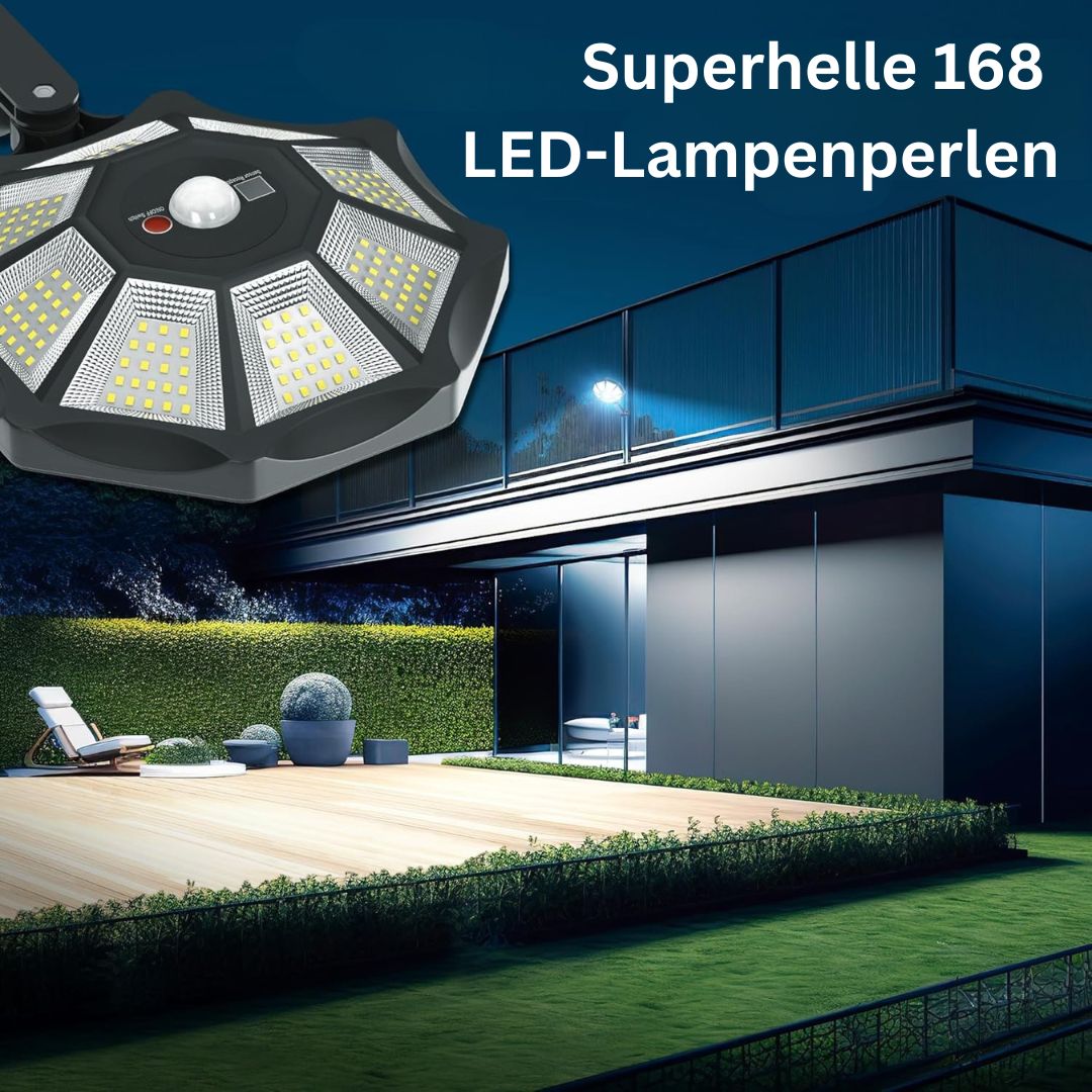 Solar-Straßenleuchten für den Außenbereich mit Bewegungssensor, 168 LED IP66 6500K