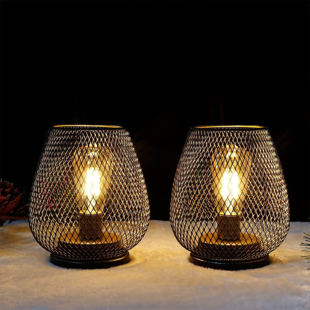 Drahtlose LED-Laterne im Vintage-Design – Matt Schwarz, Ideal als Windlichter