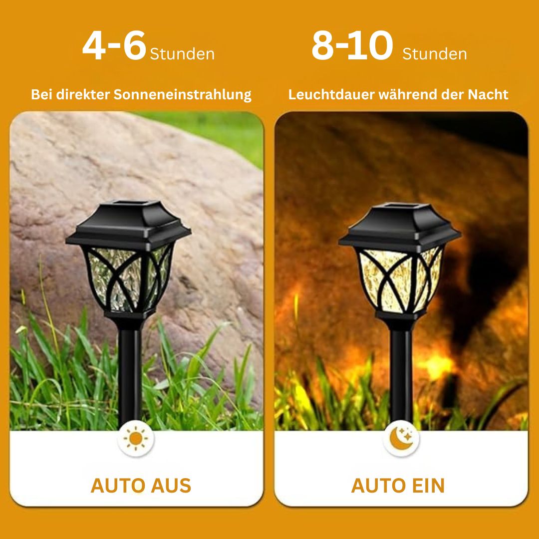 Solar Gartenleuchten LED Außen – Warmweiß, Wasserdicht, Auto Ein/Aus, 4er-Set