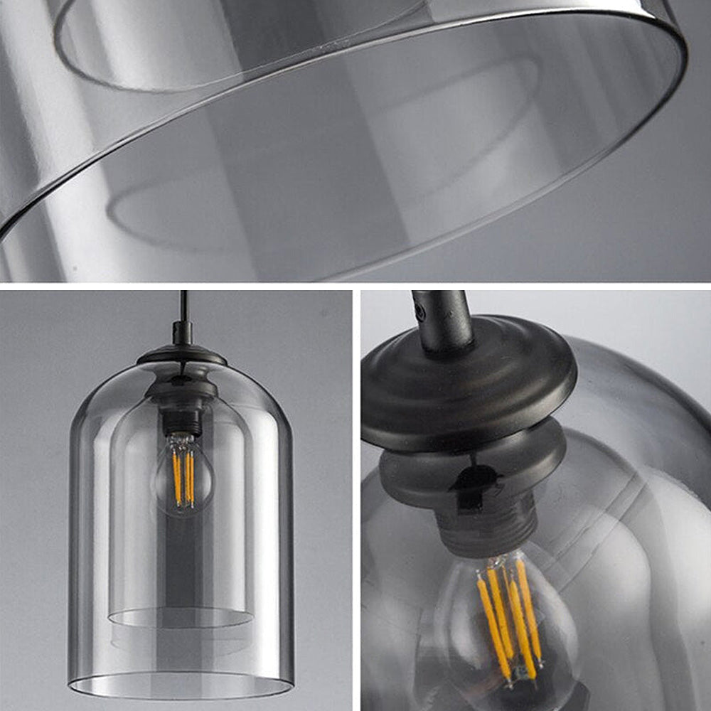 Glas-Pendelleuchte – Modern, Doppelschichtig, Eisen & Glas