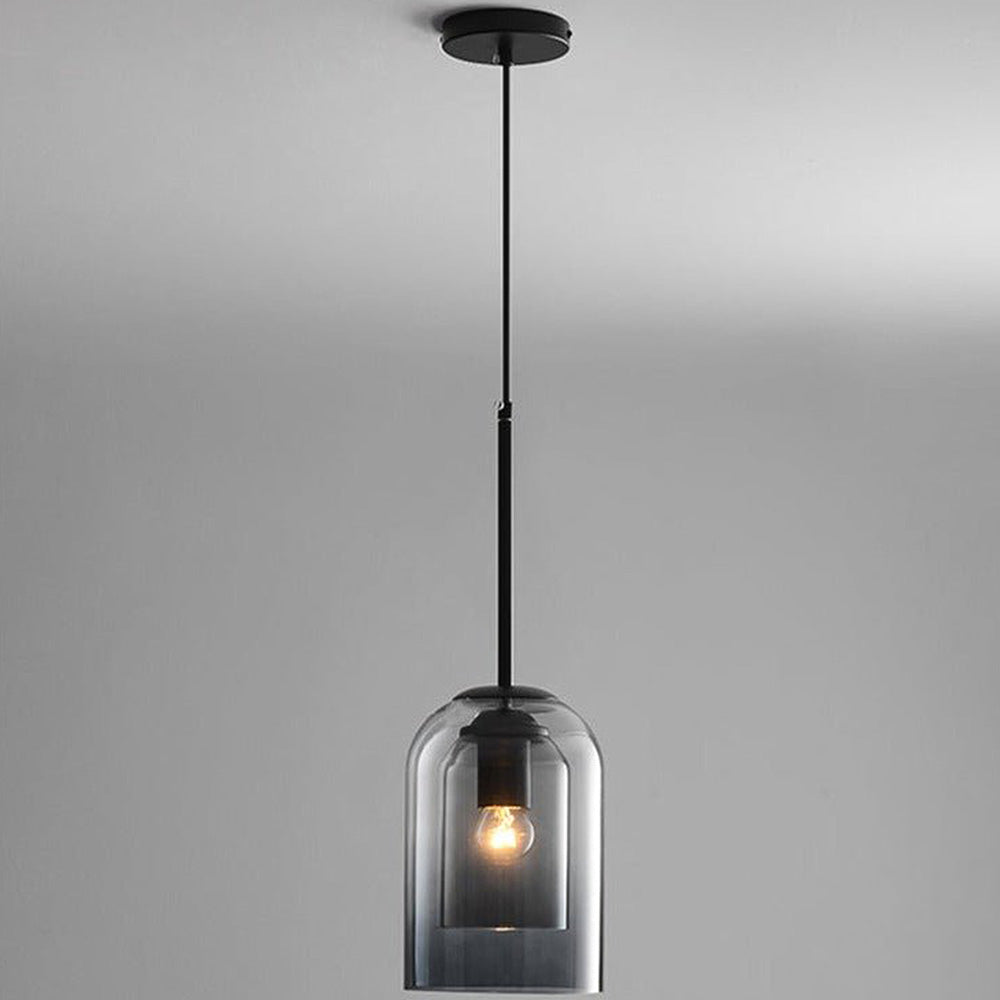 Glas-Pendelleuchte – Modern, Doppelschichtig, Eisen & Glas