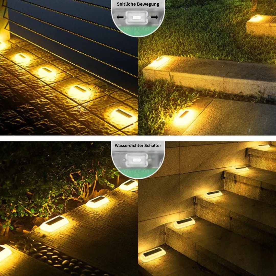Solarzaunlichter Outdoor – 4er Set Wasserdicht mit Warmweißem Licht IP68