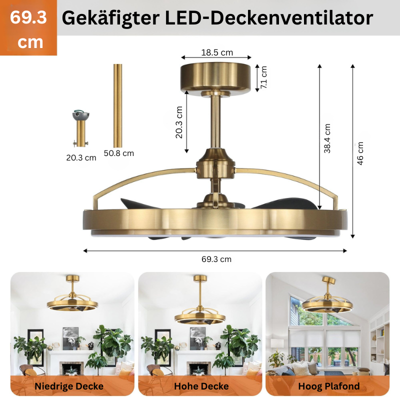 Industrieller Deckenventilator mit Licht und Fernbedienung – 27 Zoll Beleuchtung