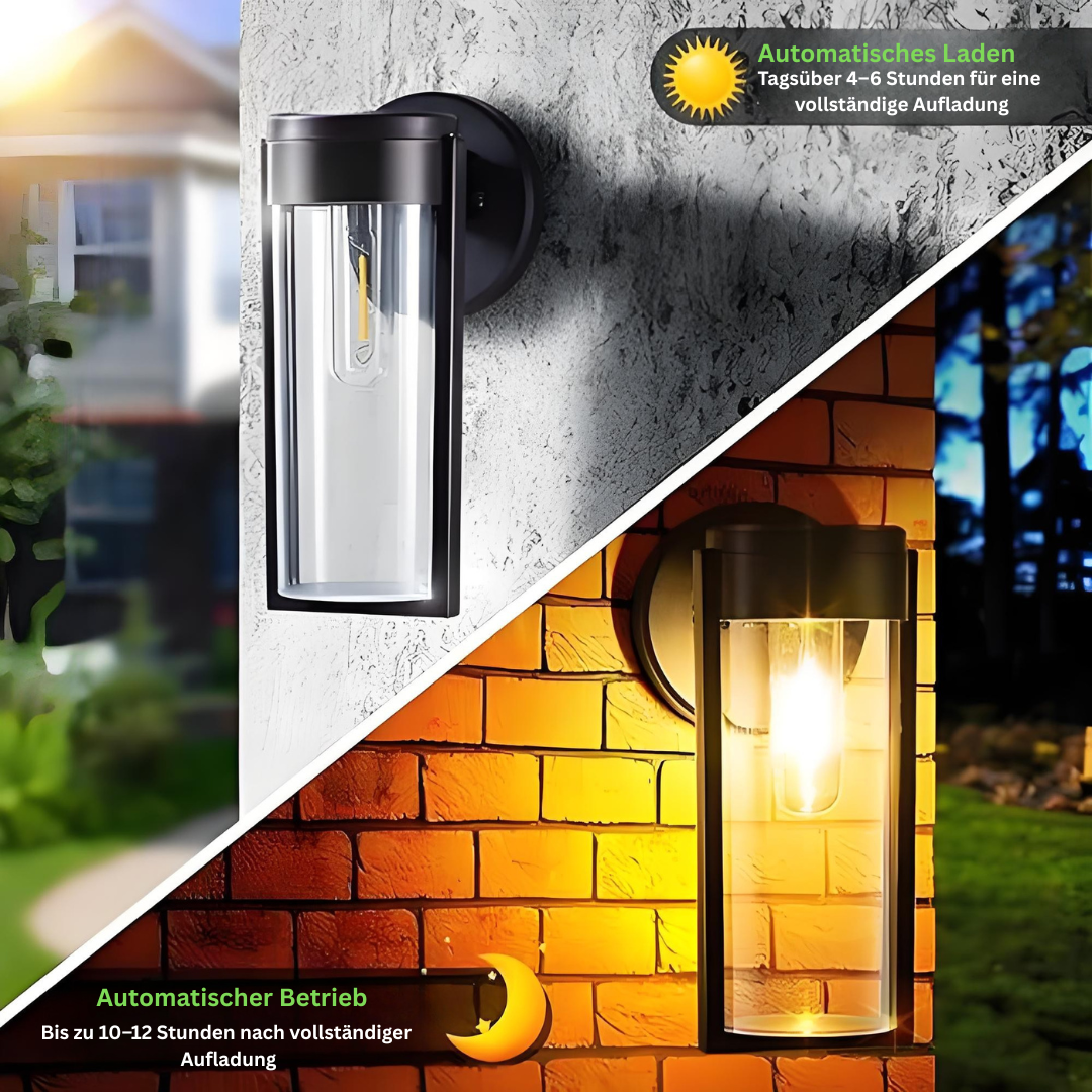 Solar Wandleuchte LED mit Automatischer Ein/Aus-Funktion und IP65 Wasserdichtigkeit