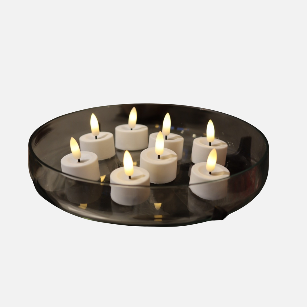 LED Teelichter 8er Set – Warmweiß Flackernd, Batteriebetrieben mit Fernbedienung
