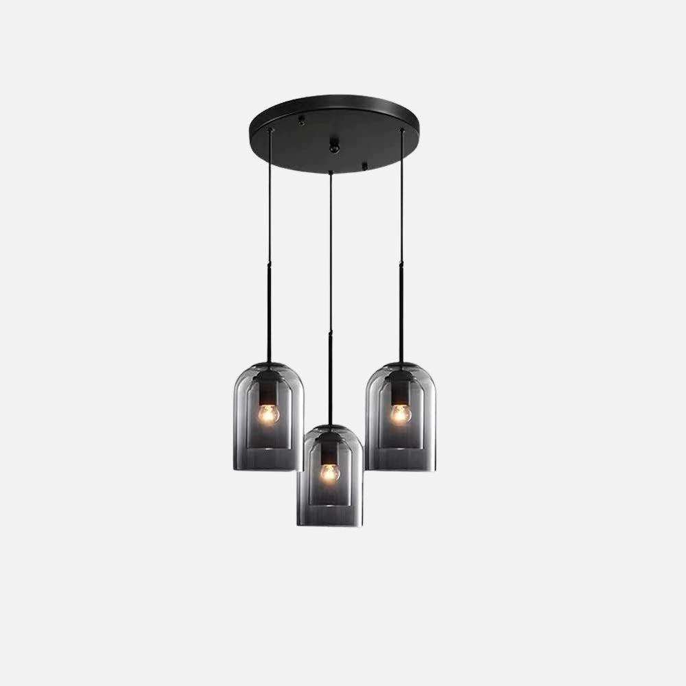 Glas-Pendelleuchte – Modern, Doppelschichtig, Eisen & Glas