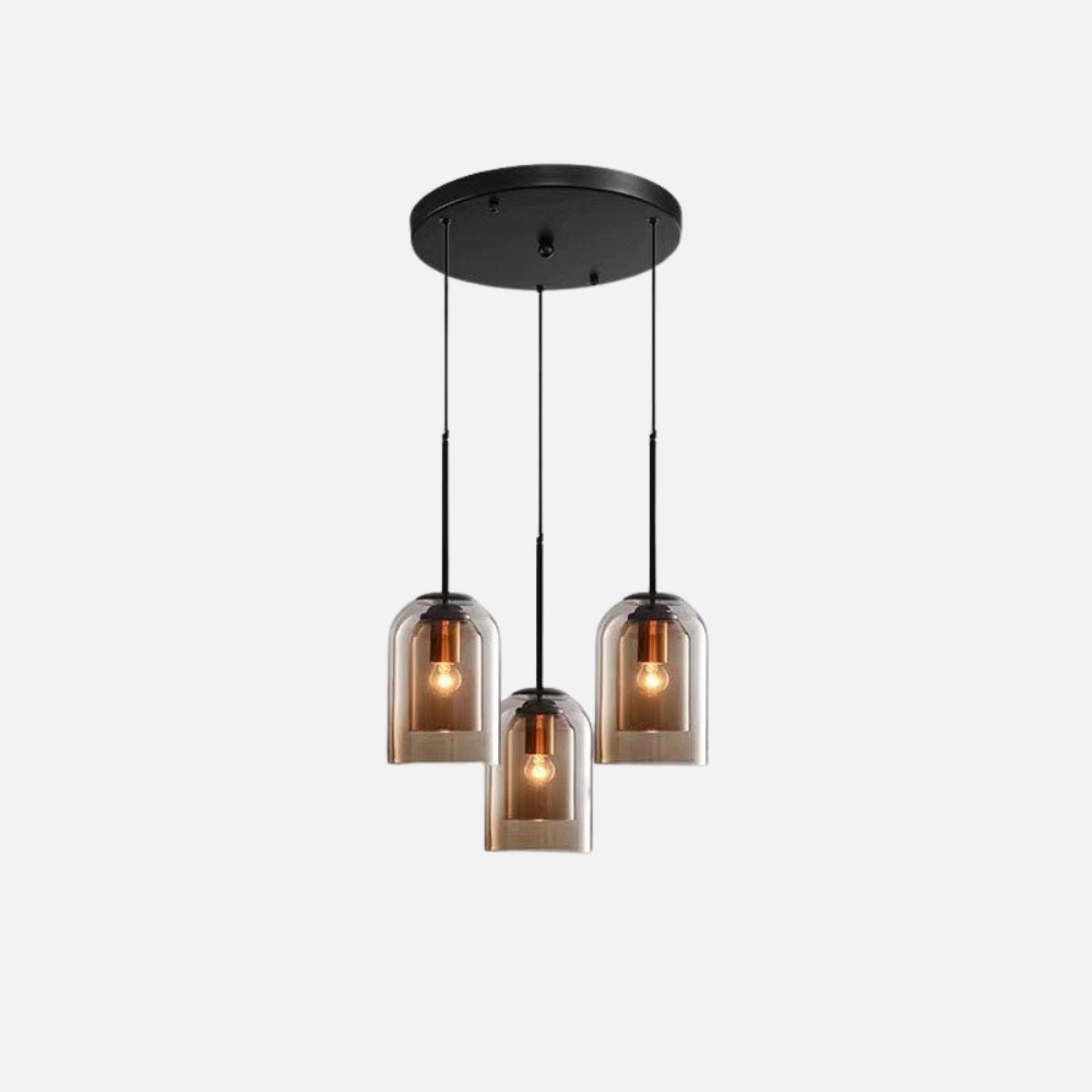 Glas-Pendelleuchte – Modern, Doppelschichtig, Eisen & Glas