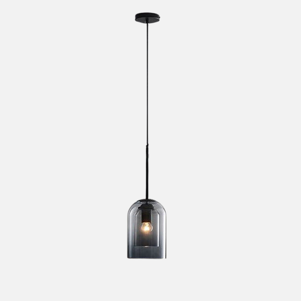 Glas-Pendelleuchte – Modern, Doppelschichtig, Eisen & Glas