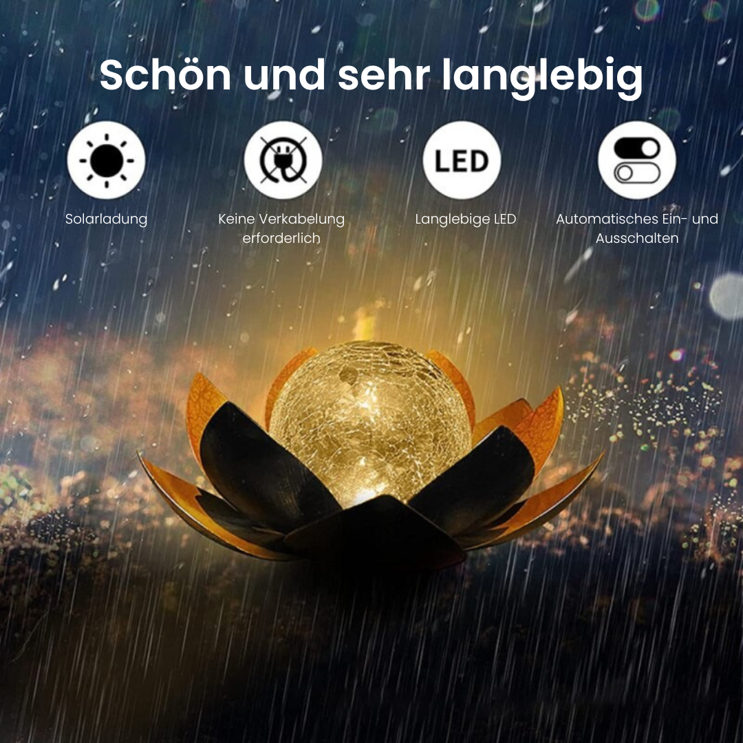 Solarbetriebene Lotusblumen-Außenlampe für Garten – IP44 Wasserdicht