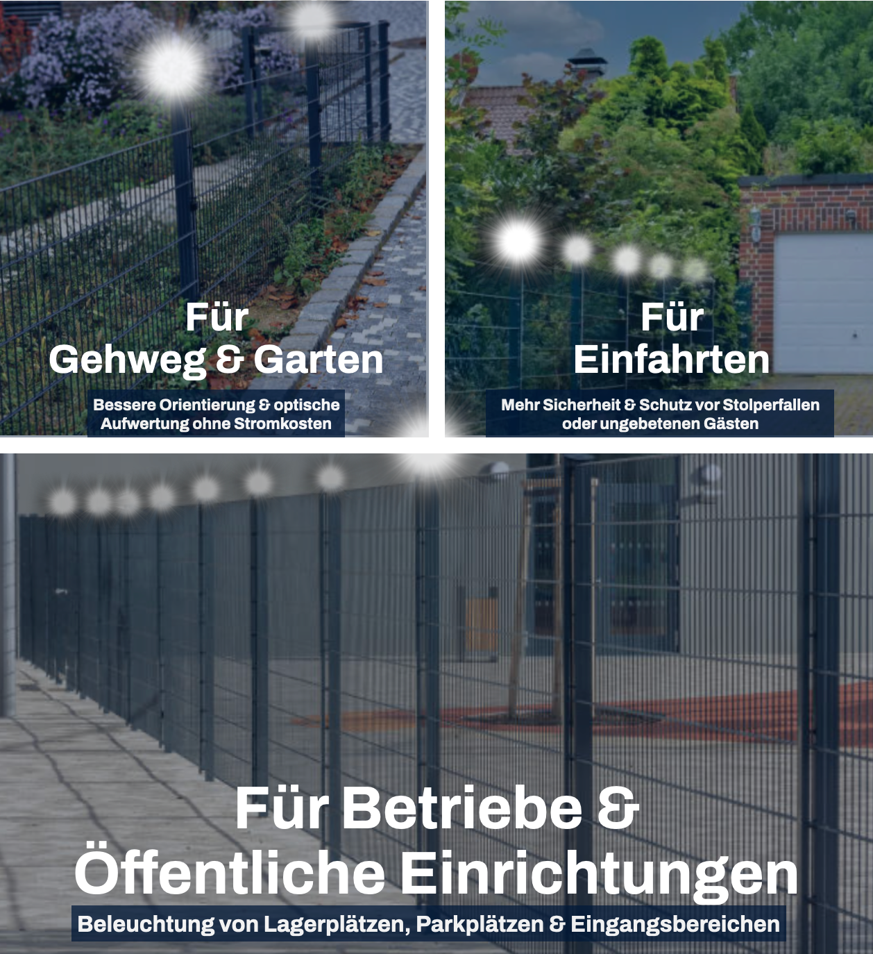 Solar Zaunleuchte LED Wasserdicht – Außenbeleuchtung mit Dämmerungssensor
